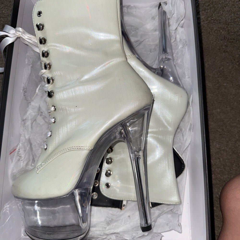 Pleasers White Platform High Heel Boots